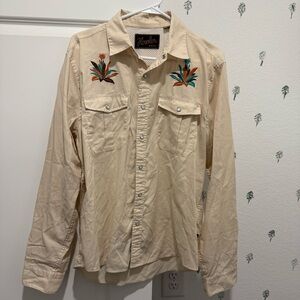 Howler Brothers Cream Shirt with Embroidery